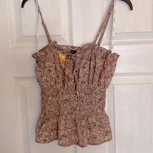 Pink floral/spotted sinched top from papaya with straps